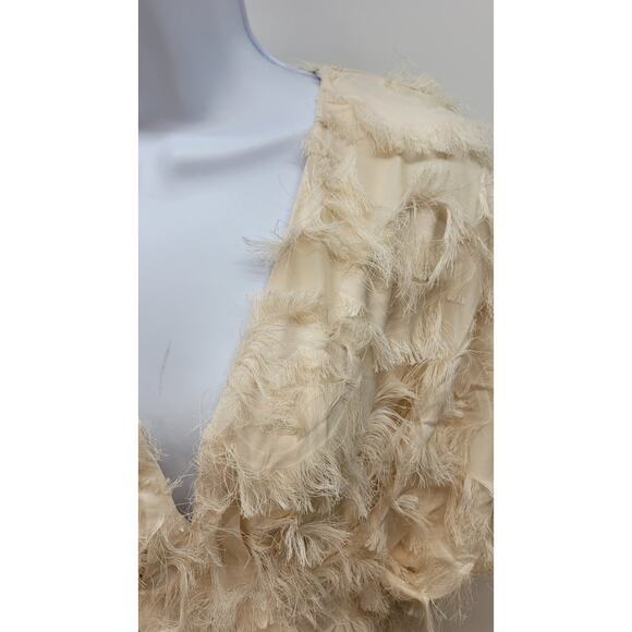 ASOS EDITION Textured Cinched Pleat Waist Mini Dress in stone Size 6 - Picture 8 of 12